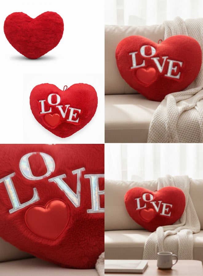 Feelings Red Heart Plush Pillow - Soft Decorative Throw Cushion for Valentine’s Day & Romantic Home Decor - Image 3